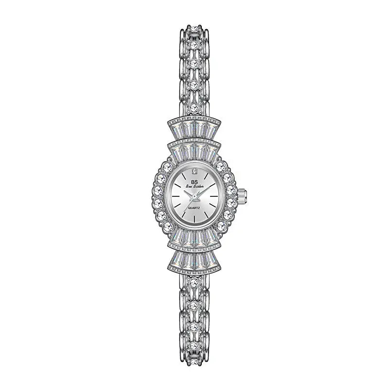 Vintage Chic Ladies Watch with Roman Numerals and Intricate Detailing - Silver