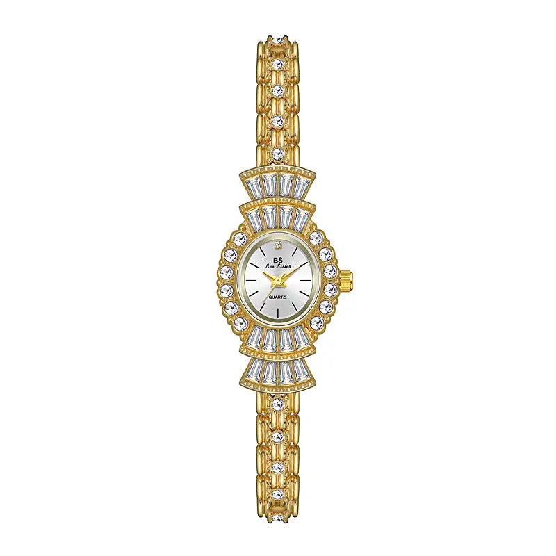 Vintage Chic Ladies Watch with Roman Numerals and Intricate Detailing - Gold