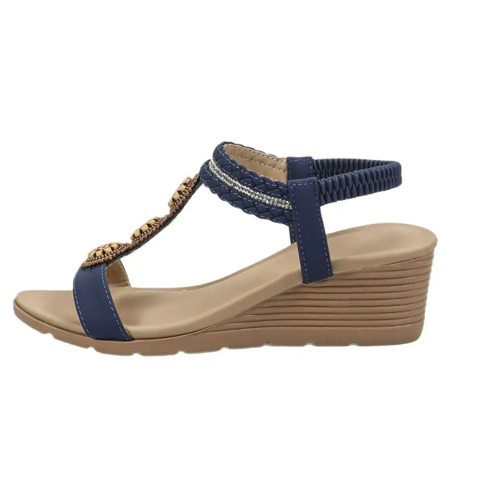 Vintage Gemwood Bead Wedge Sandals - Ethnic Chic