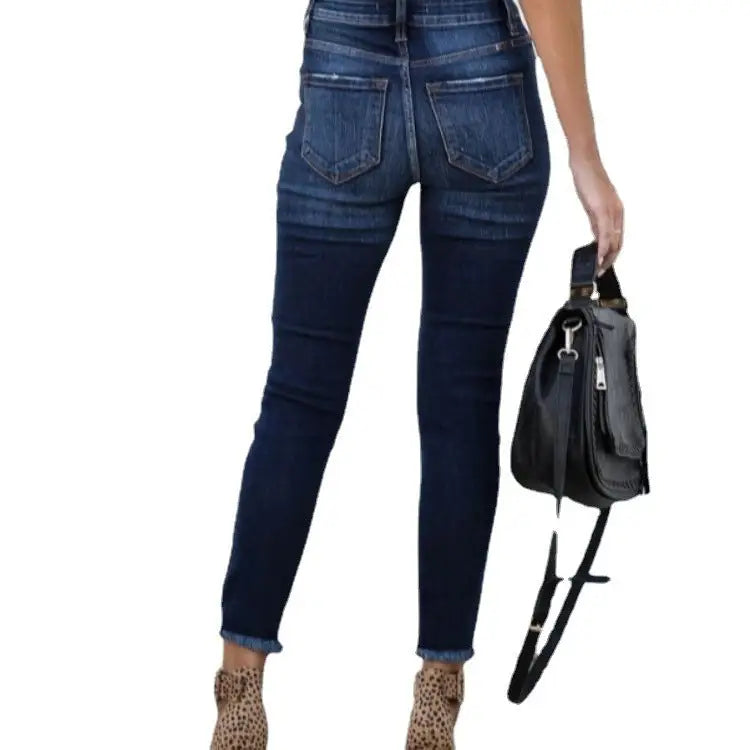 Vintage Vibe: High Waist Ripped Stretch Jeans
