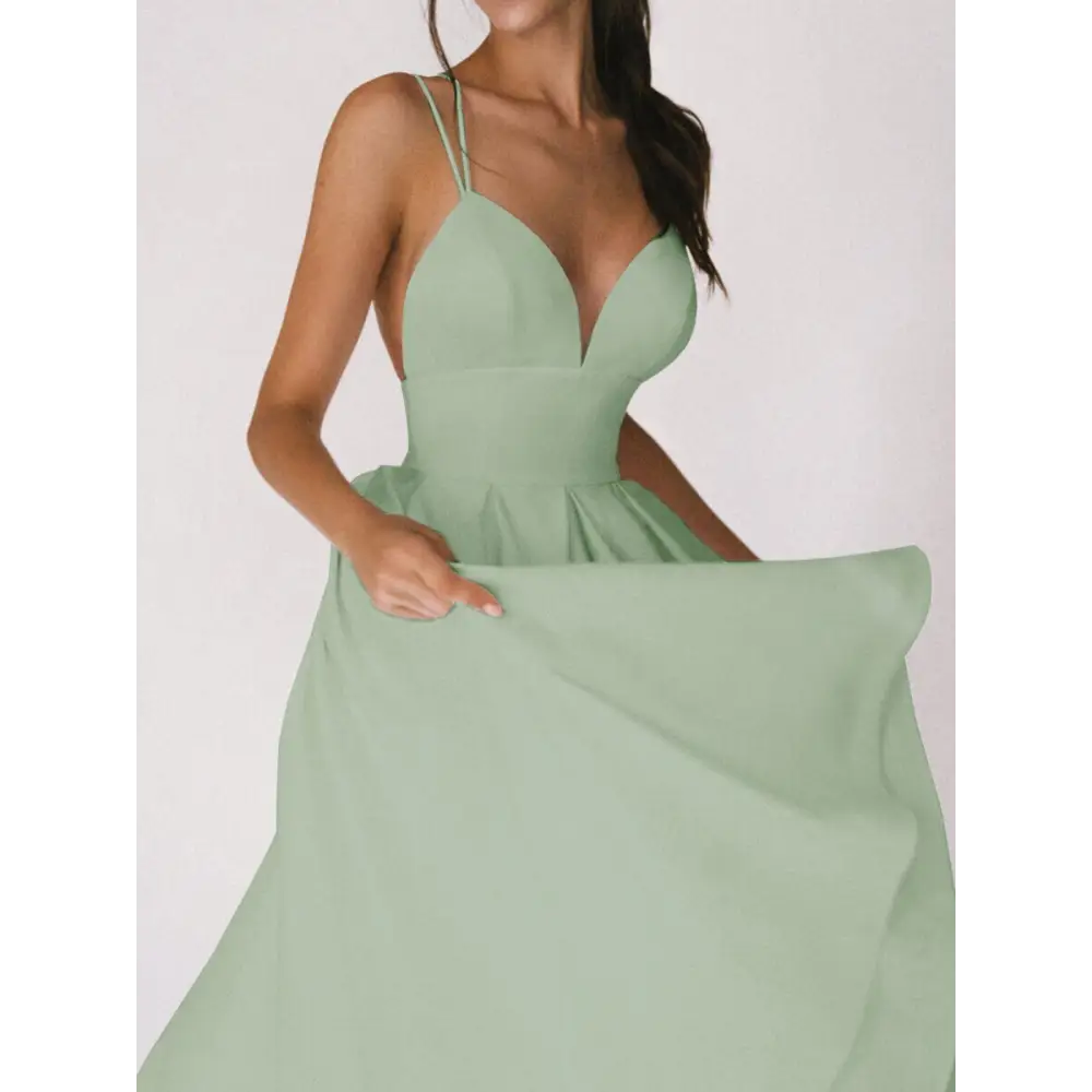 Mint green formal dress.