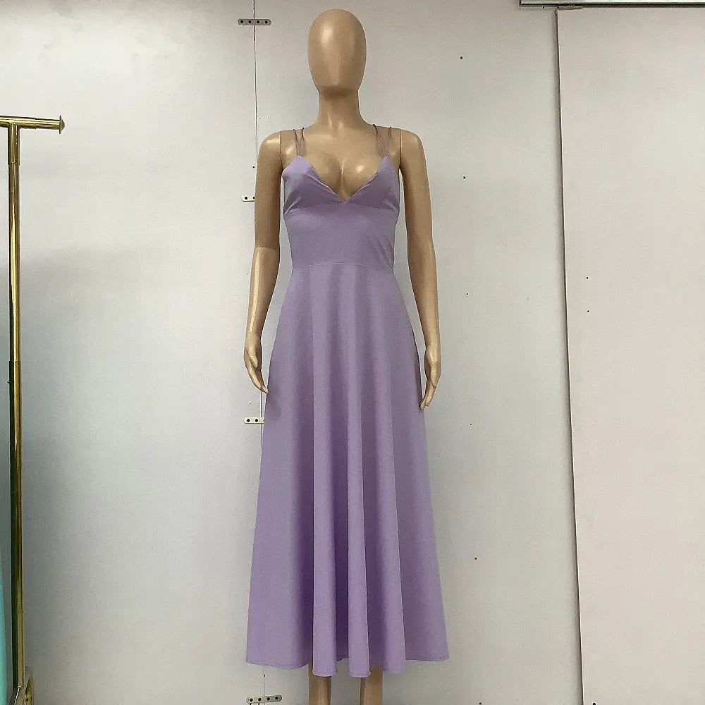 Vixen V-Neck Suspender Dress - Purple / 2XL
