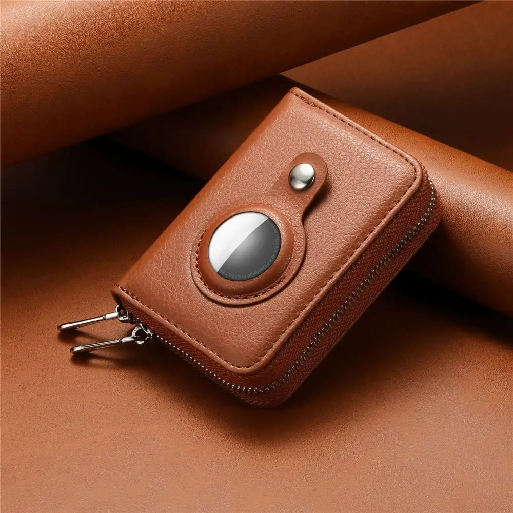 Waterproof PU Anti-Theft Unisex Wallet with Carbon Fiber Pattern - Brown