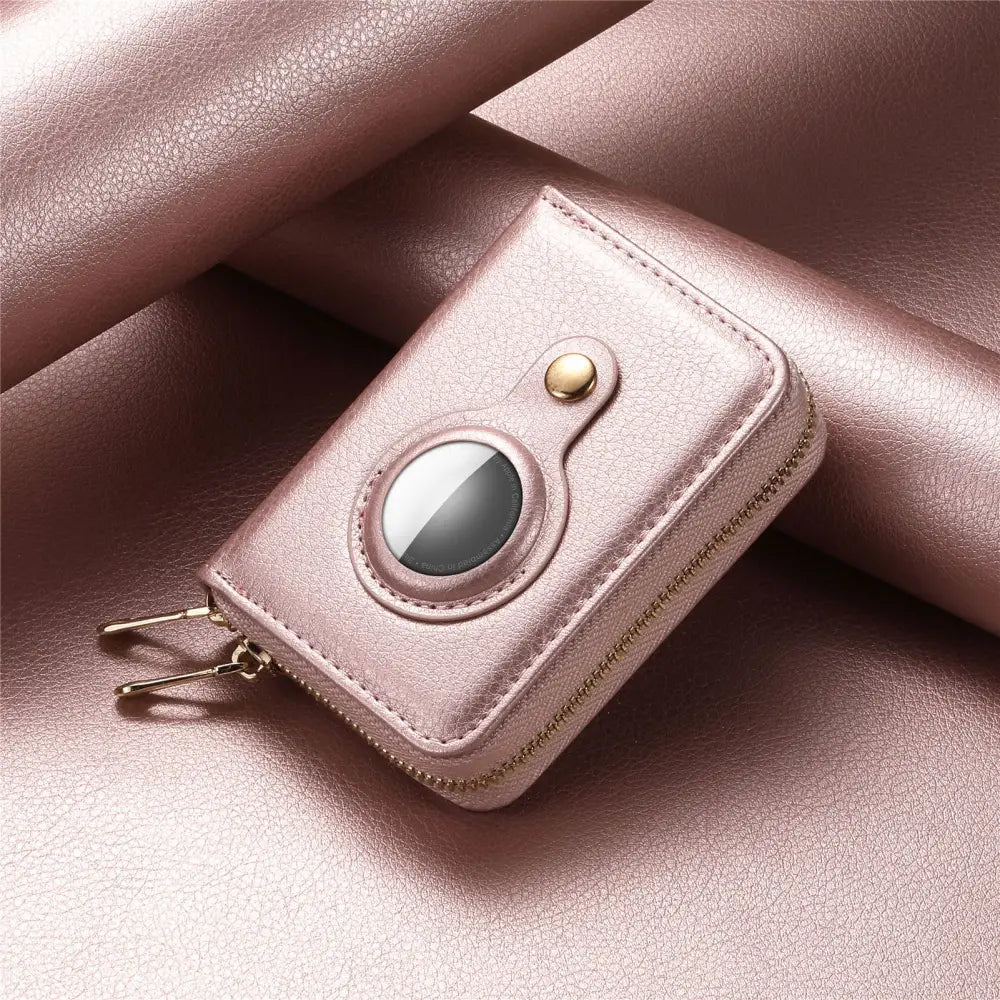Waterproof PU Anti-Theft Unisex Wallet with Carbon Fiber Pattern - Rose Gold