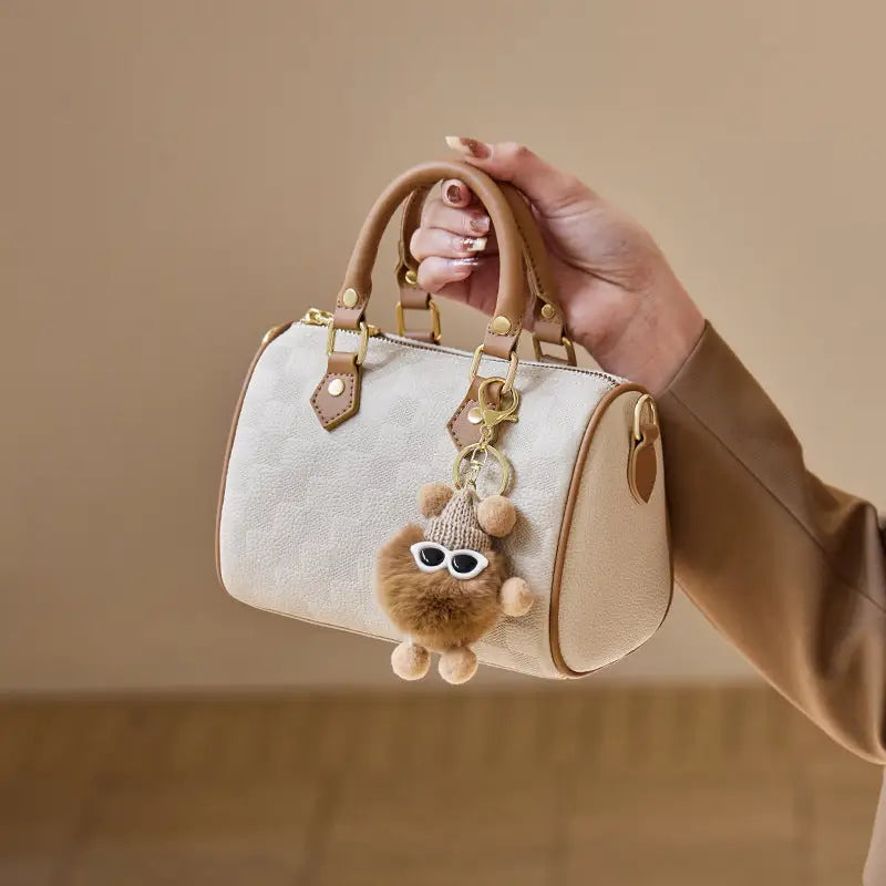 White Leather Boston Crossbody Bag