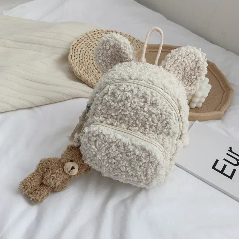 WildTravelCartoon Backpack - White / Little bear