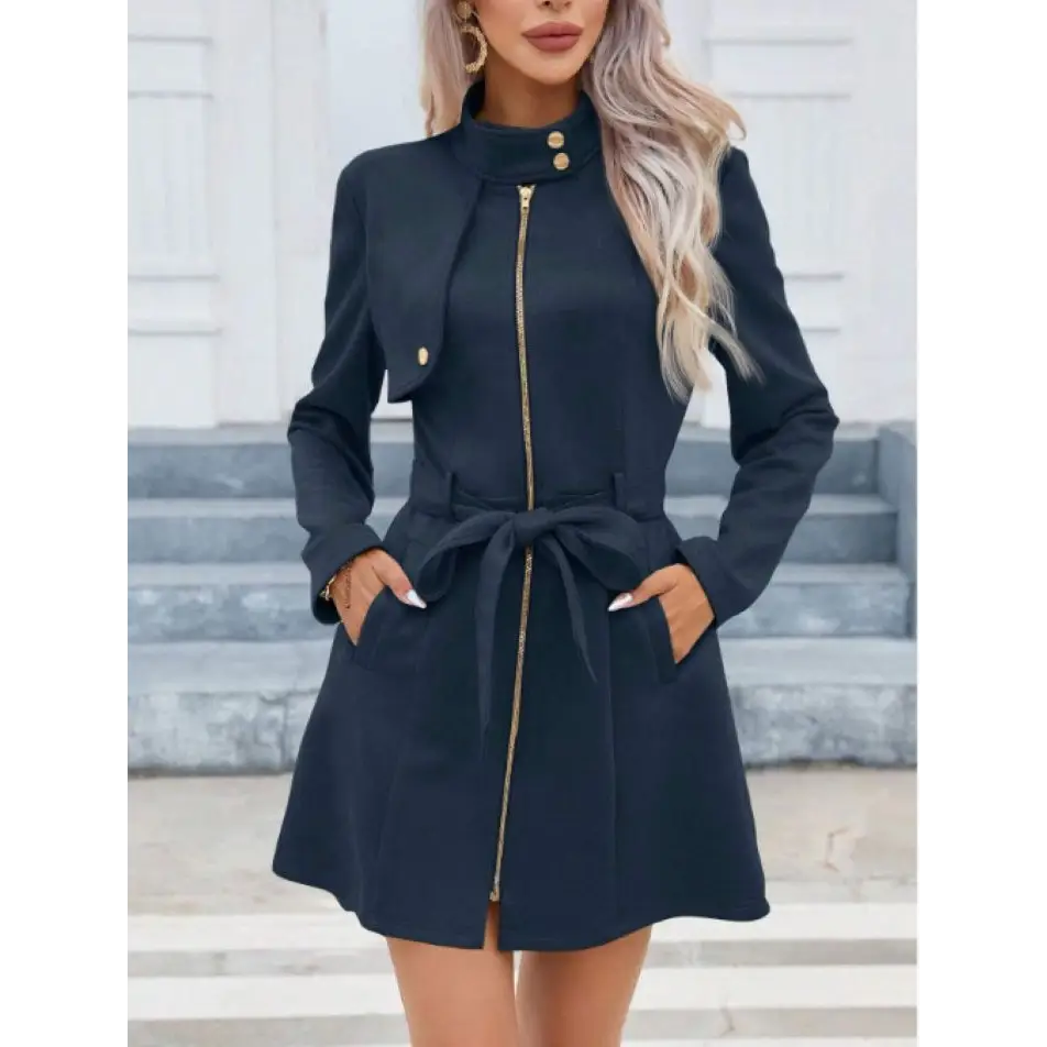 Winter Chic Double Breasted Jacket - Navy Blue / S