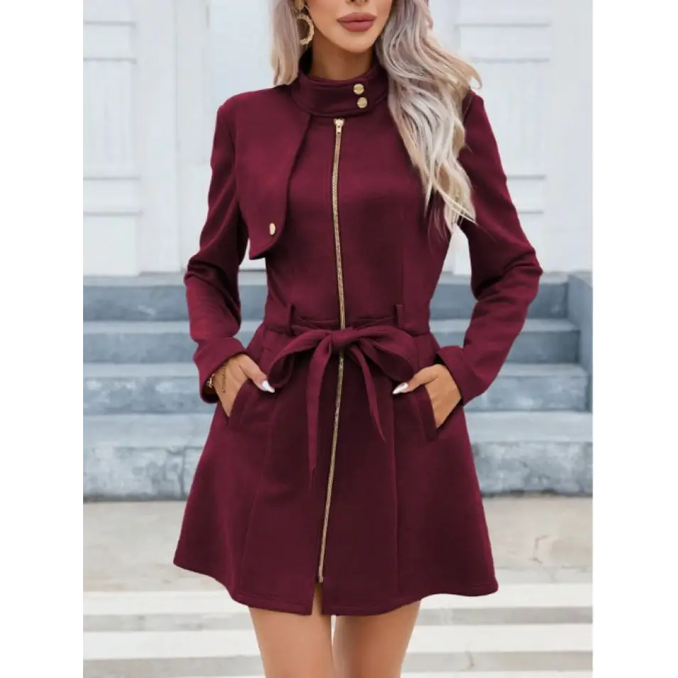 Winter Chic Double Breasted Jacket - Red / S