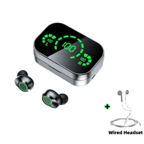 Wireless Earbuds with LED Power Display and Upgraded 5.3 Core Chip Black set / usb