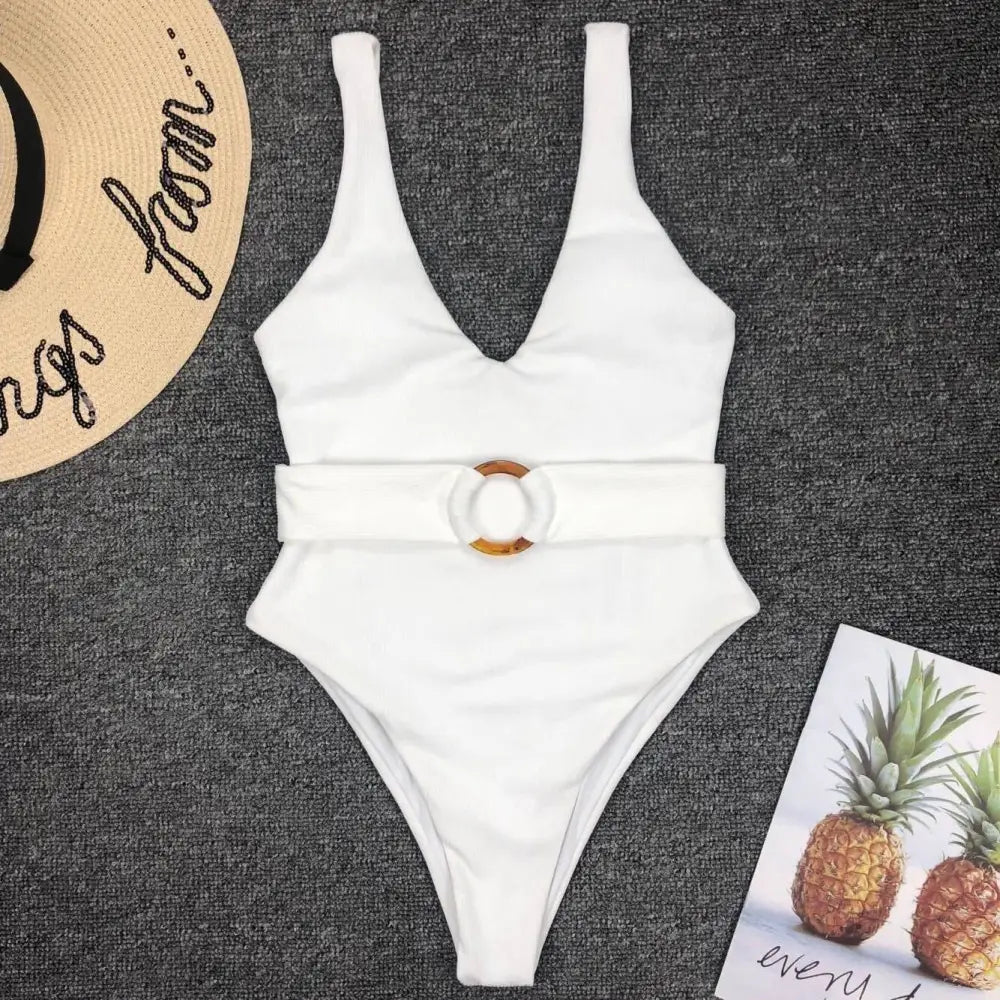 Women White Swimsuit - White / S