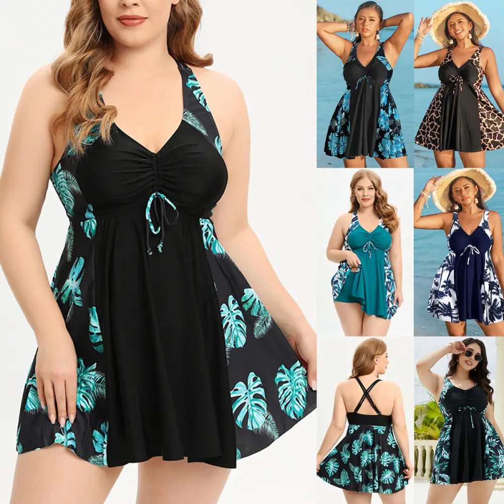 Women’s Creative Simple Printed Conservative Split Swimsuit