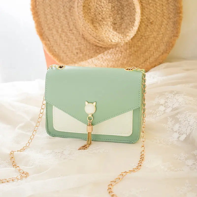 Womens Designer PU Leather Crossbody Shoulder Bag Green