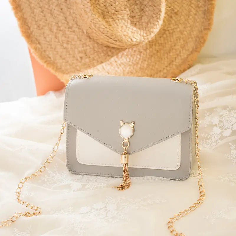 Womens Designer PU Leather Crossbody Shoulder Bag Grey