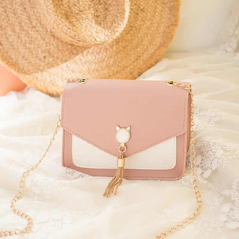 Womens Designer PU Leather Crossbody Shoulder Bag Pink