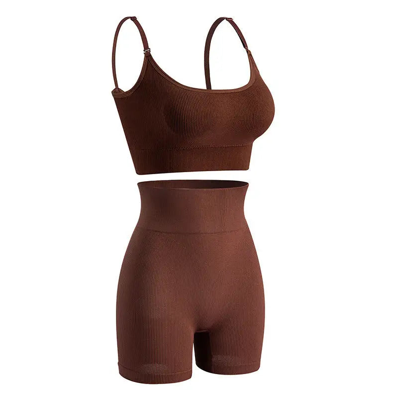 Women’s Fitness Nudity Without Steel Ring Sports Underwear - Coffee / M