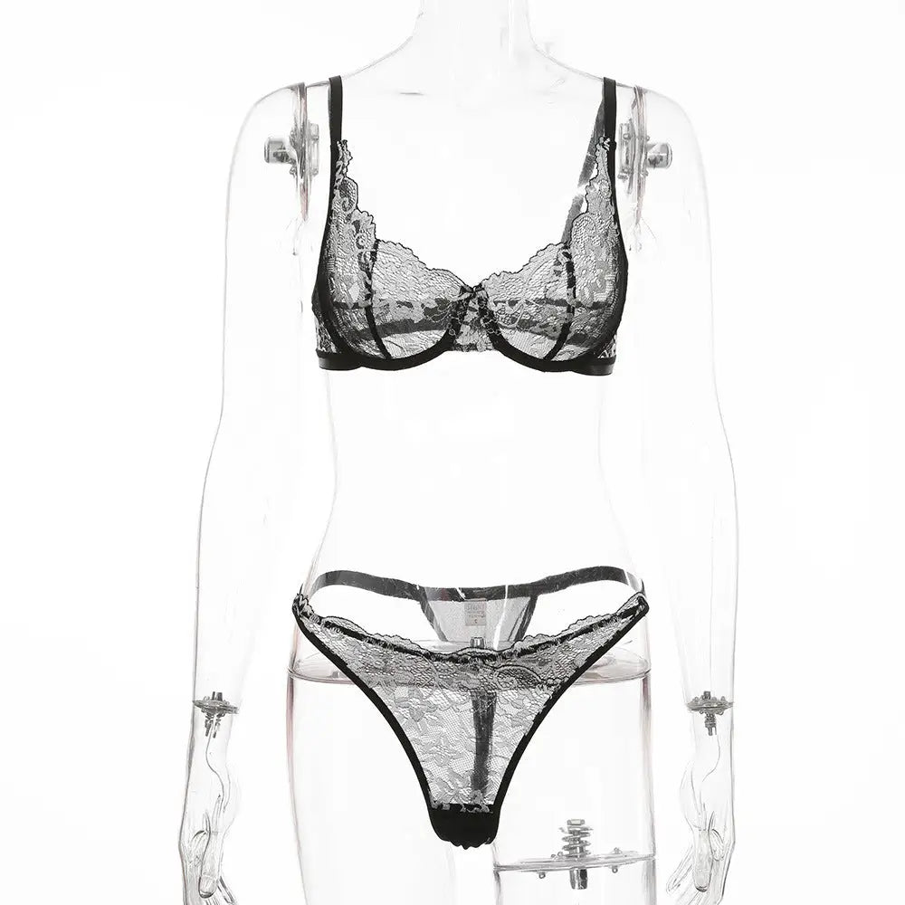 Women’s Lace Lingerie And Underwear Fun Set - Black / S