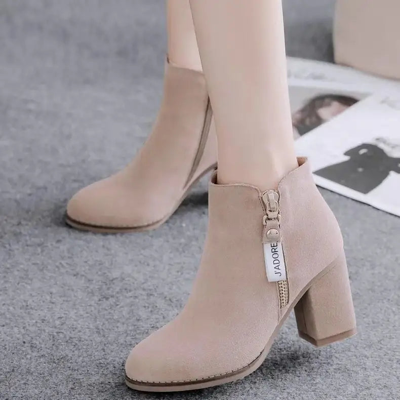 Women’s Mid-Calf Warm PU Short Boots with Rubber Sole