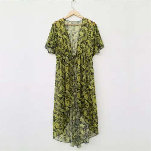 Women’s printed loose bikini blouse - Black yellow / L