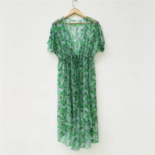 Women’s printed loose bikini blouse - Green / XL