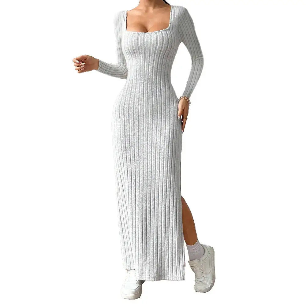 Women’s Simple Square Collar Backless Dress