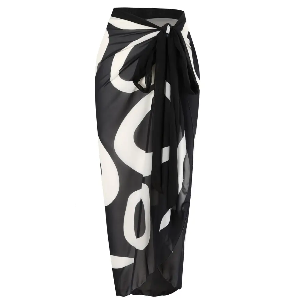 Women’s Two-piece Swimsuit Bikini Wrap Skirt Suit One-shoulder Sexy - Y167 Black Skirt / S