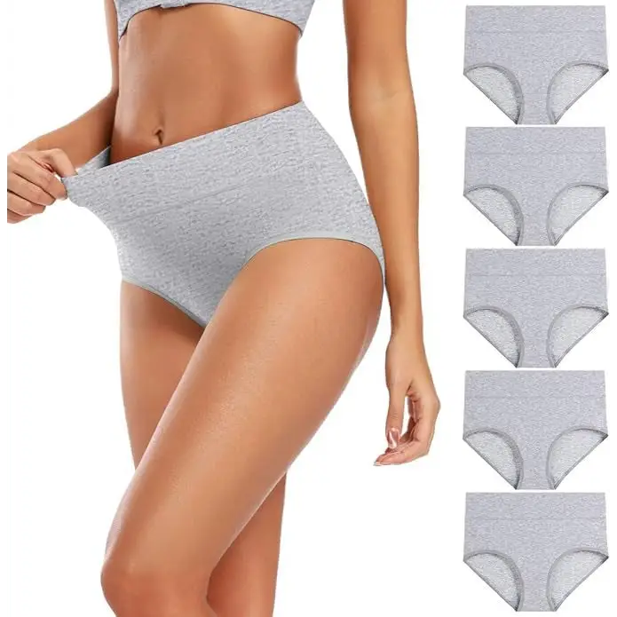 Women’s Underwear High Waist Shaping Underwear Plus Size - Gray 5PCs / S