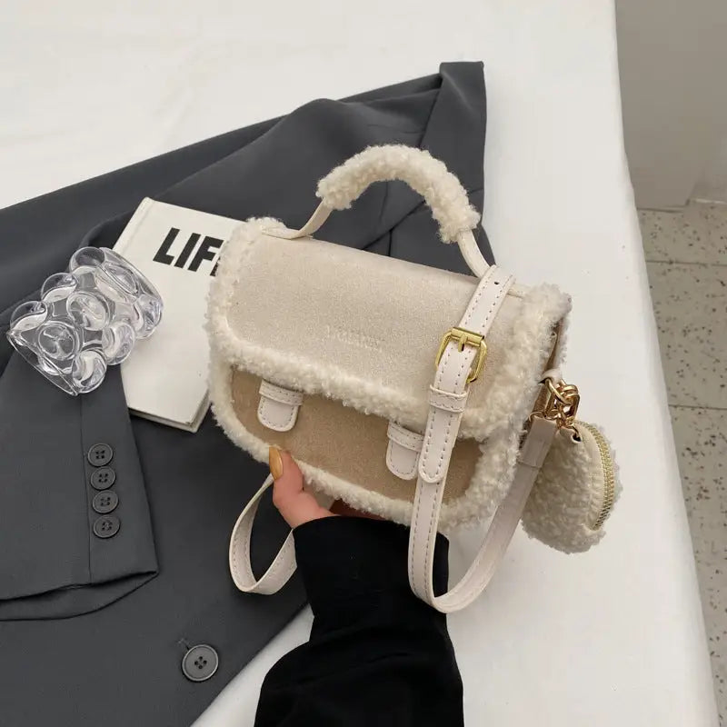 Women’s Urban Plush Crossbody Bag in Polyester - Beige