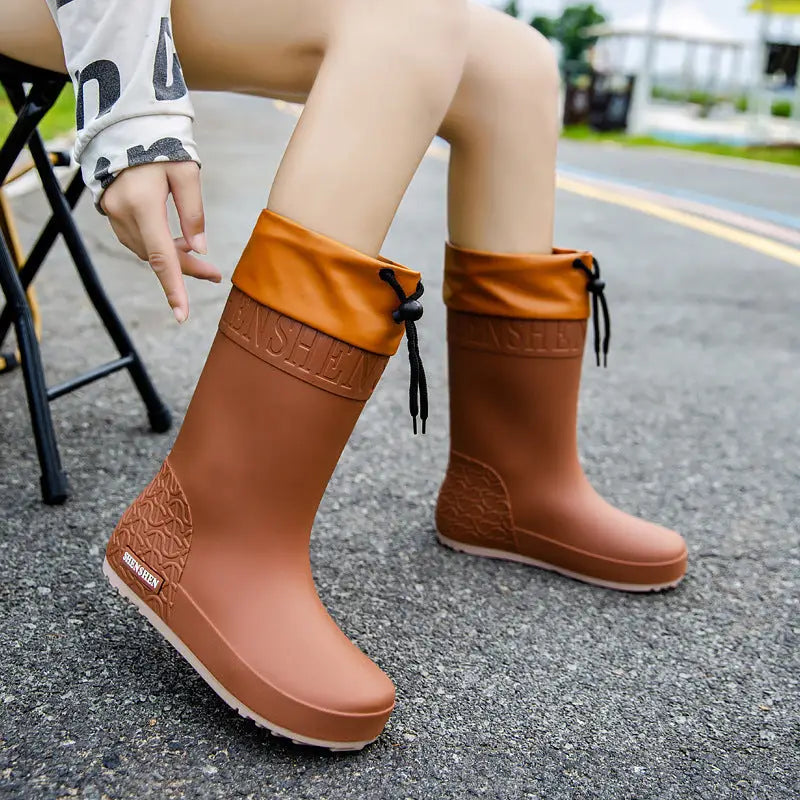 Women’s Waterproof PVC Shoe Covers in Multiple Colors and Sizes - Brown Waterproof Mouth / 36