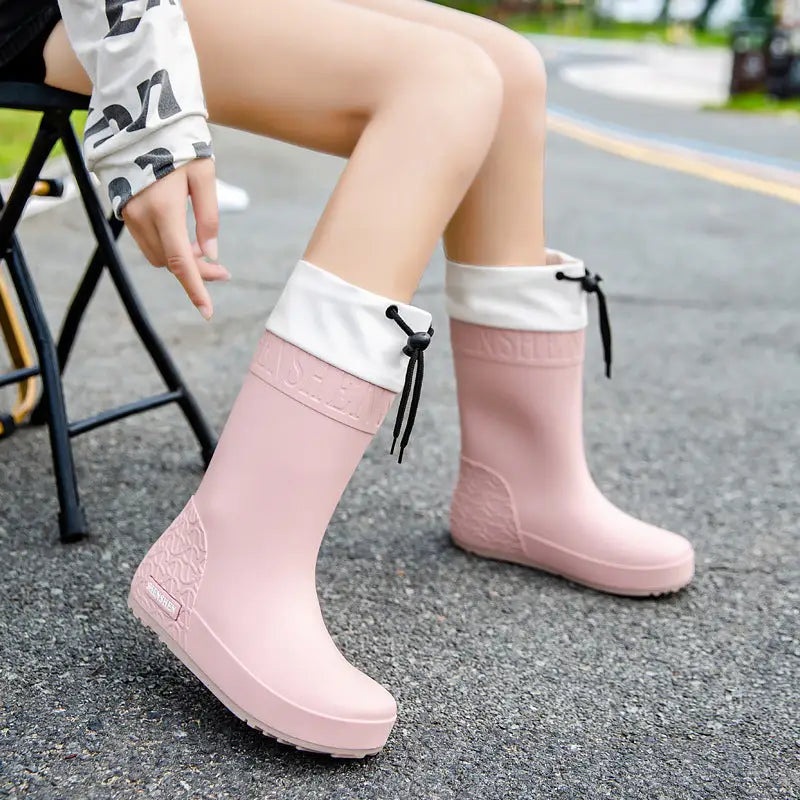 Women’s Waterproof PVC Shoe Covers in Multiple Colors and Sizes - Pink Waterproof Mouth / 36