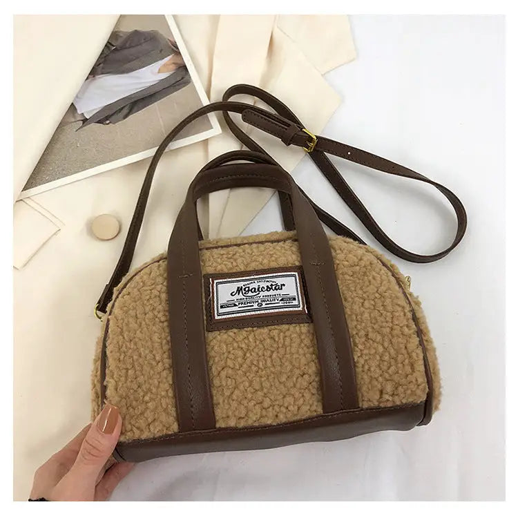 Women’s Woolen Street Trend Crossbody Bag in Multiple Colors - Khaki