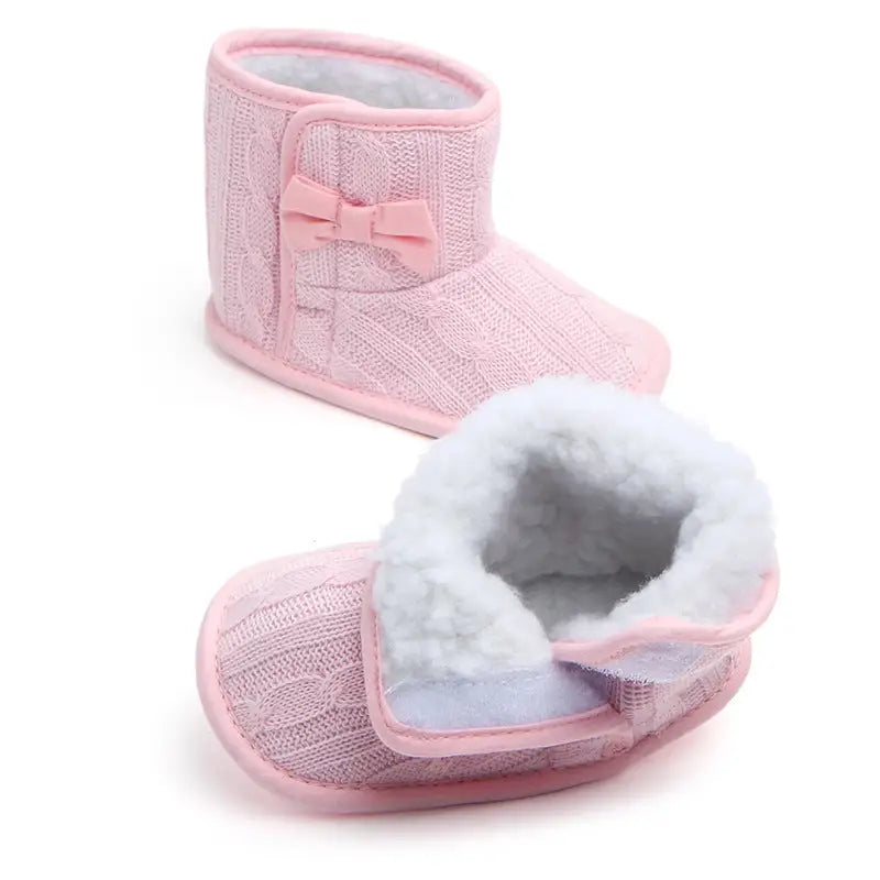 Woolly Bow Baby Booties