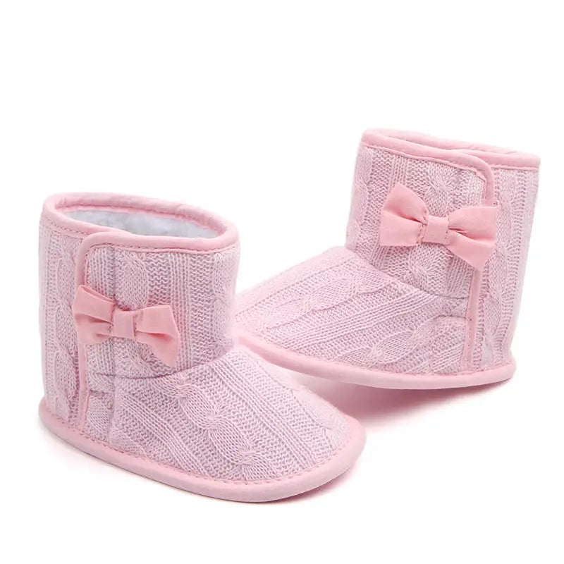 Woolly Bow Baby Booties