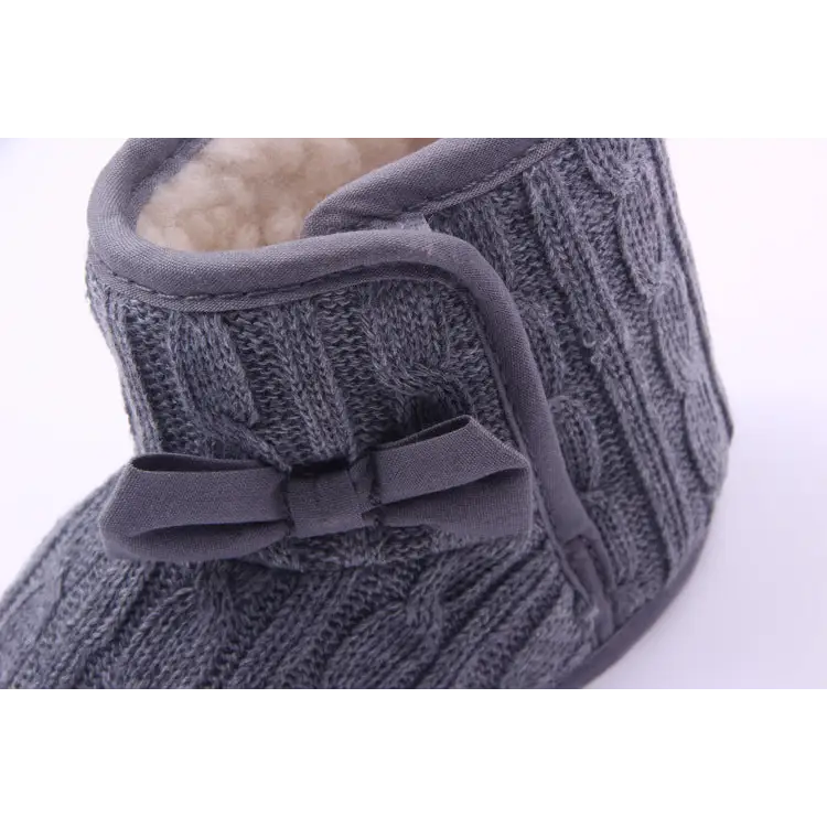 Woolly Bow Baby Booties