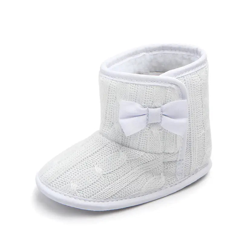 Woolly Bow Baby Booties