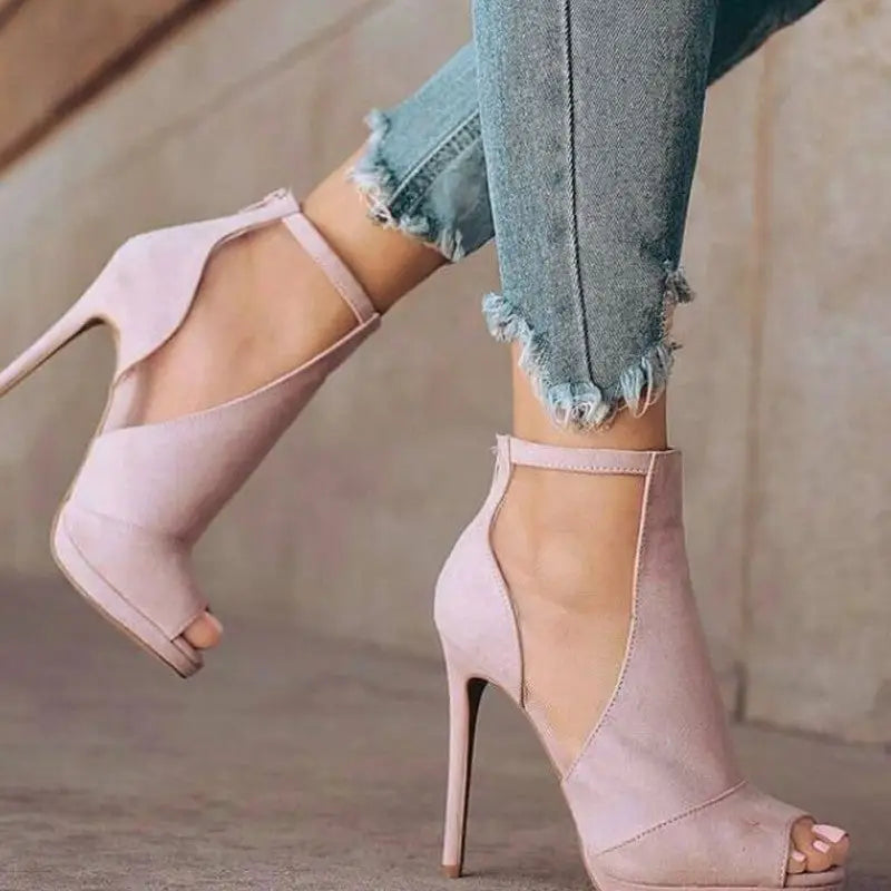 Zip Back Stiletto Sandals - Plus Size