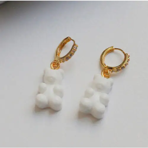 ZircoBear Zirconium Inlaid Gummies with Shimmering Jewelry Design - White