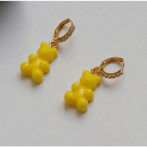 ZircoBear Zirconium Inlaid Gummies with Shimmering Jewelry Design - Yellow