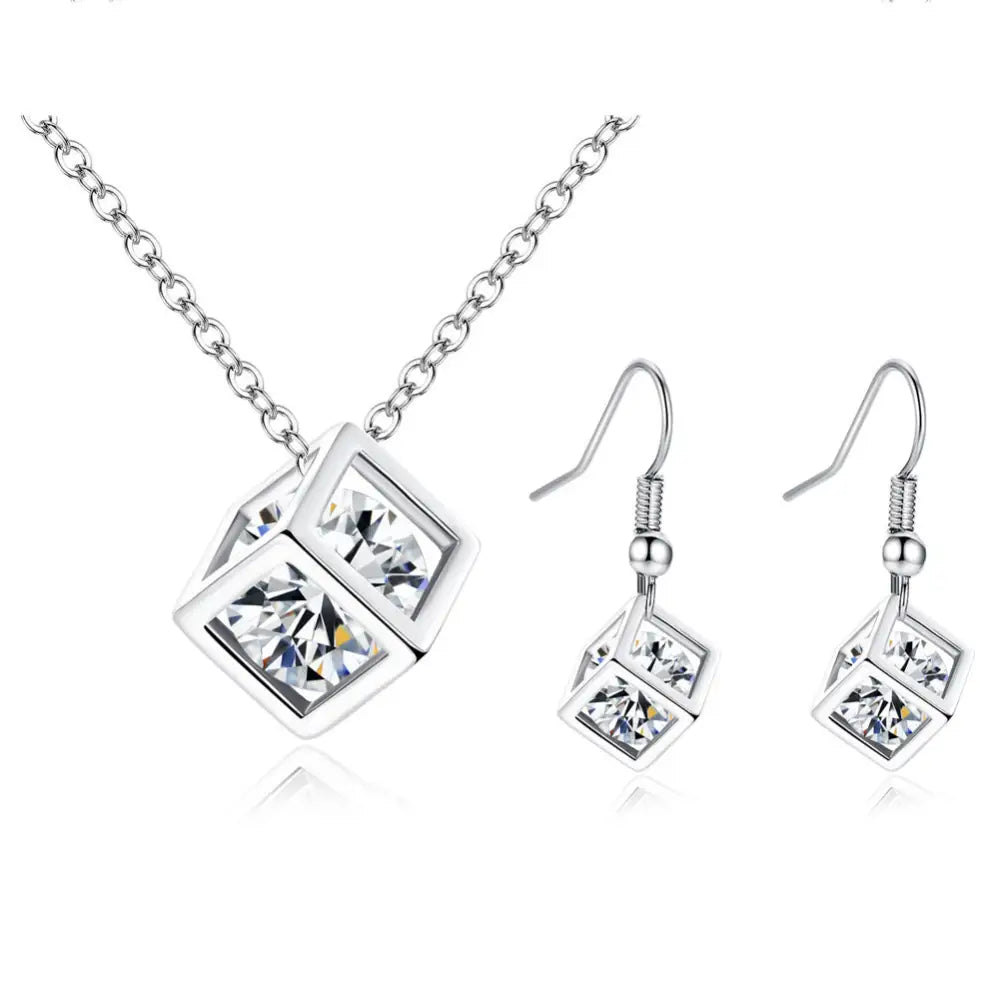 Zircon Cube Set - Silver