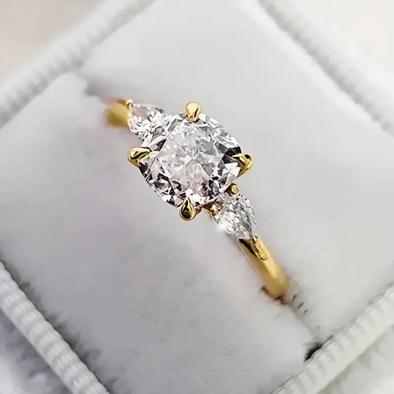 Zircon Elegance: Euro-American Four-Claw Ring - H324 Gold / No 5