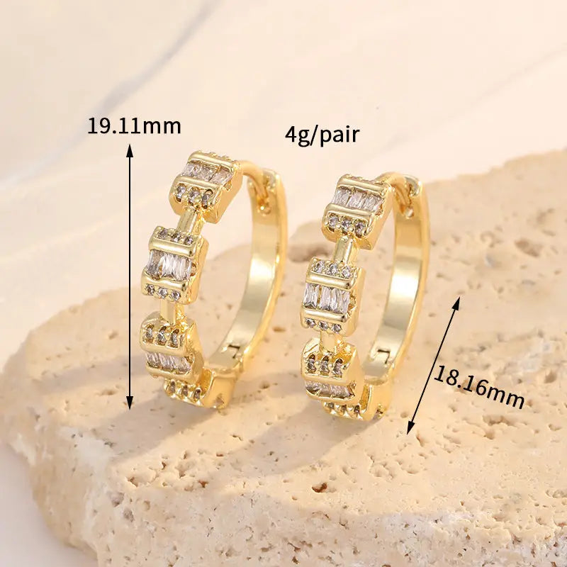 Zircon Elegance: Luxe Earrings for Women - Gold H13178 / Gold