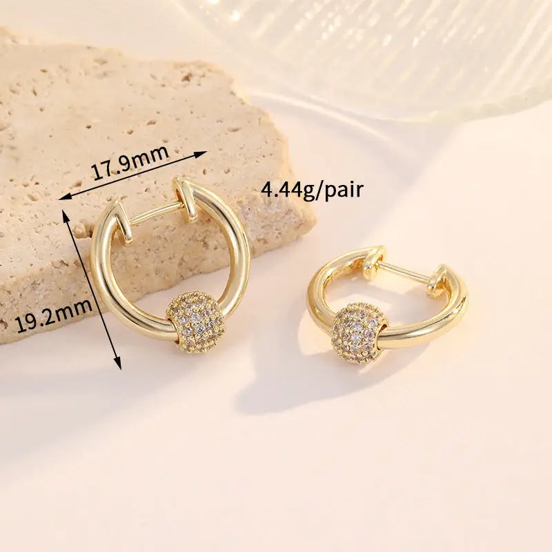 Zircon Elegance: Luxe Earrings for Women - Gold H13792 / Gold