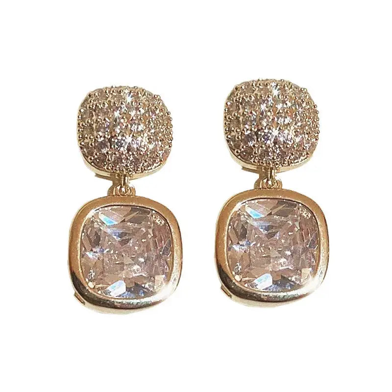 Zircon Luxe Square Stud Earrings for Women - Picture Color