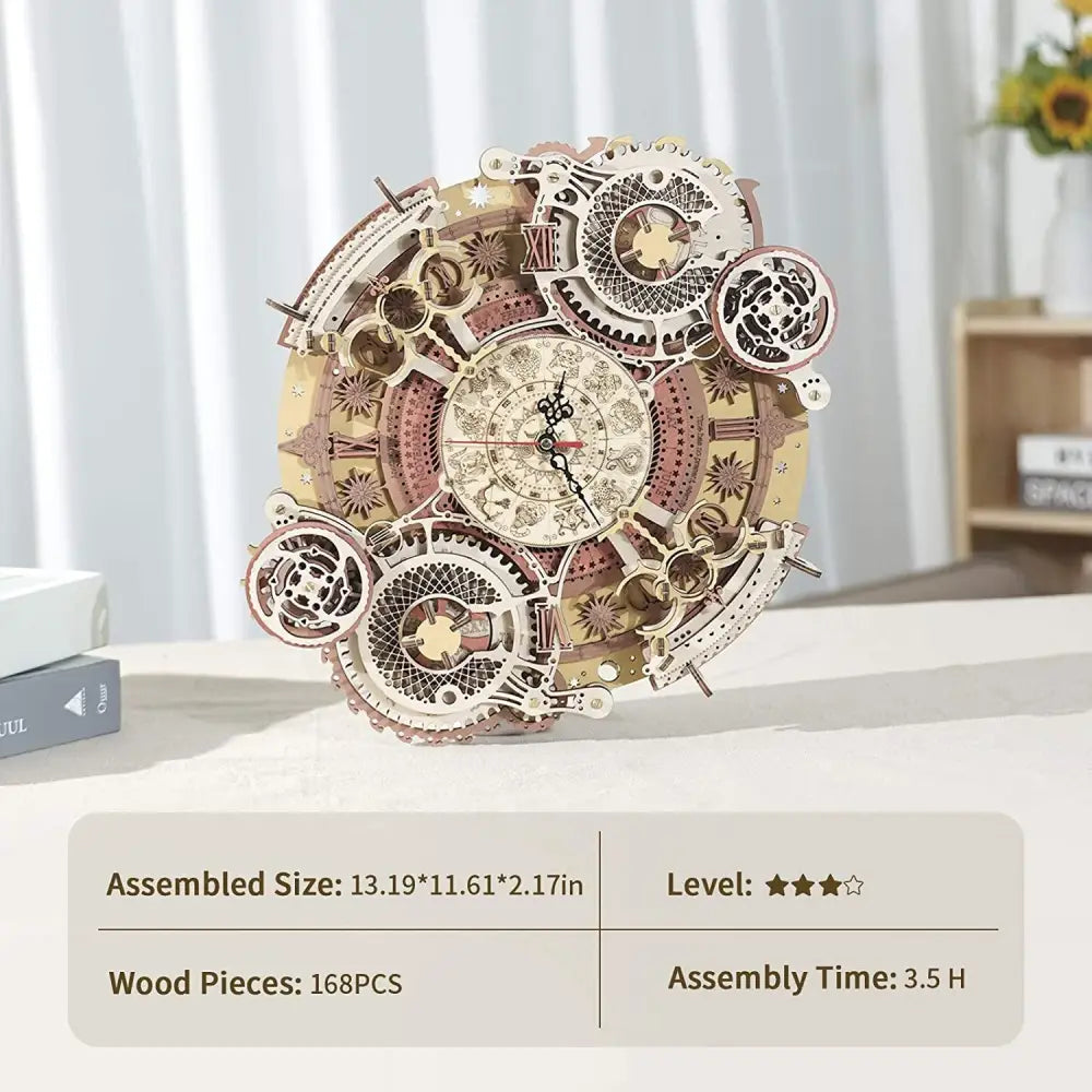 Zodiac Wooden Wall Clock Assembly Kit 168 Pieces LC601 5