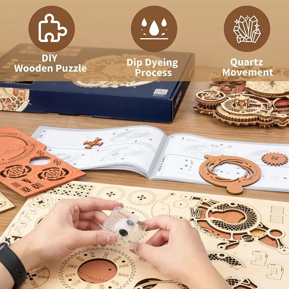Zodiac Wooden Wall Clock Assembly Kit 168 Pieces LC601 5