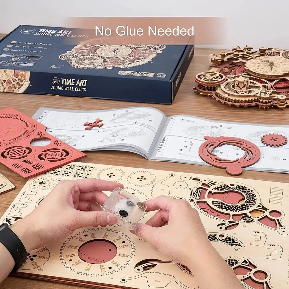 Zodiac Wooden Wall Clock Assembly Kit 168 Pieces LC601 5