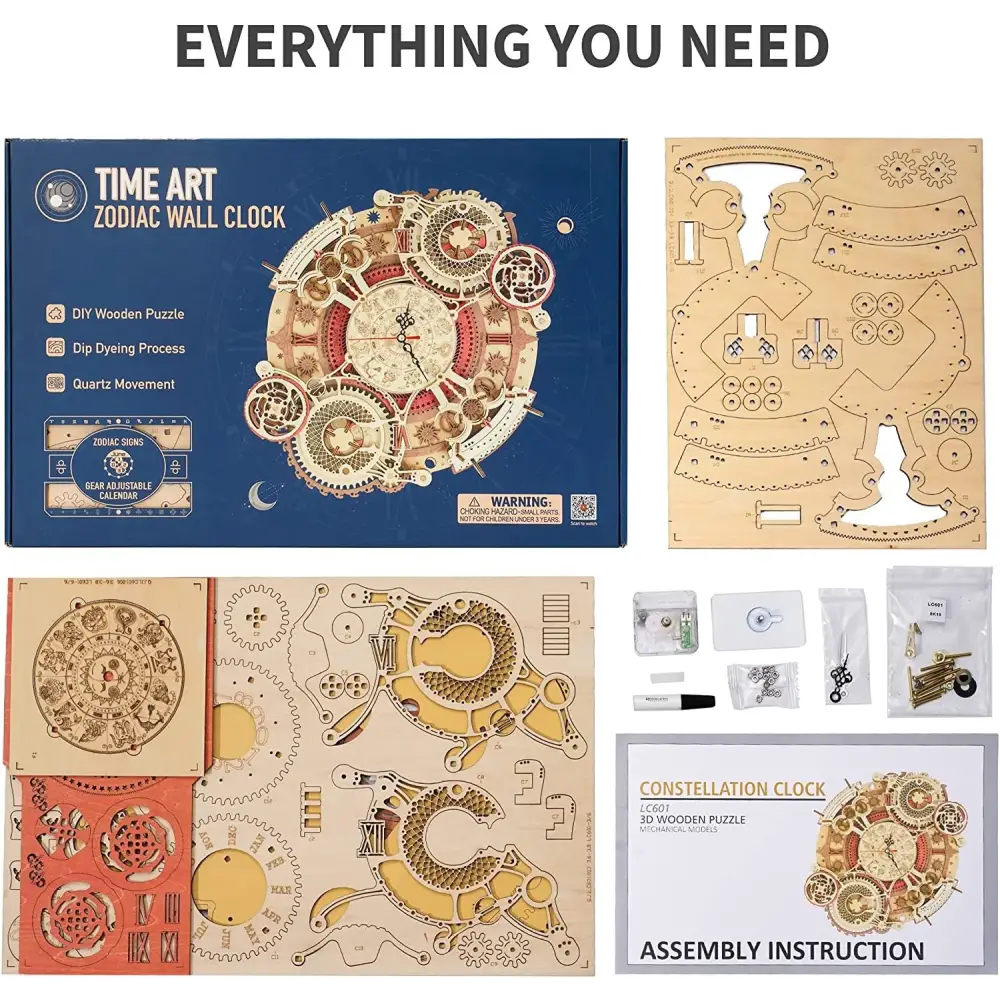 Zodiac Wooden Wall Clock Assembly Kit 168 Pieces LC601 5