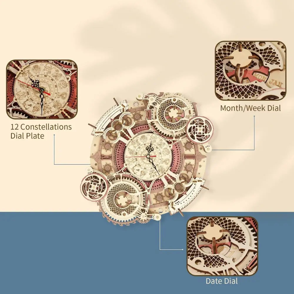 Zodiac Wooden Wall Clock Assembly Kit 168 Pieces LC601 5