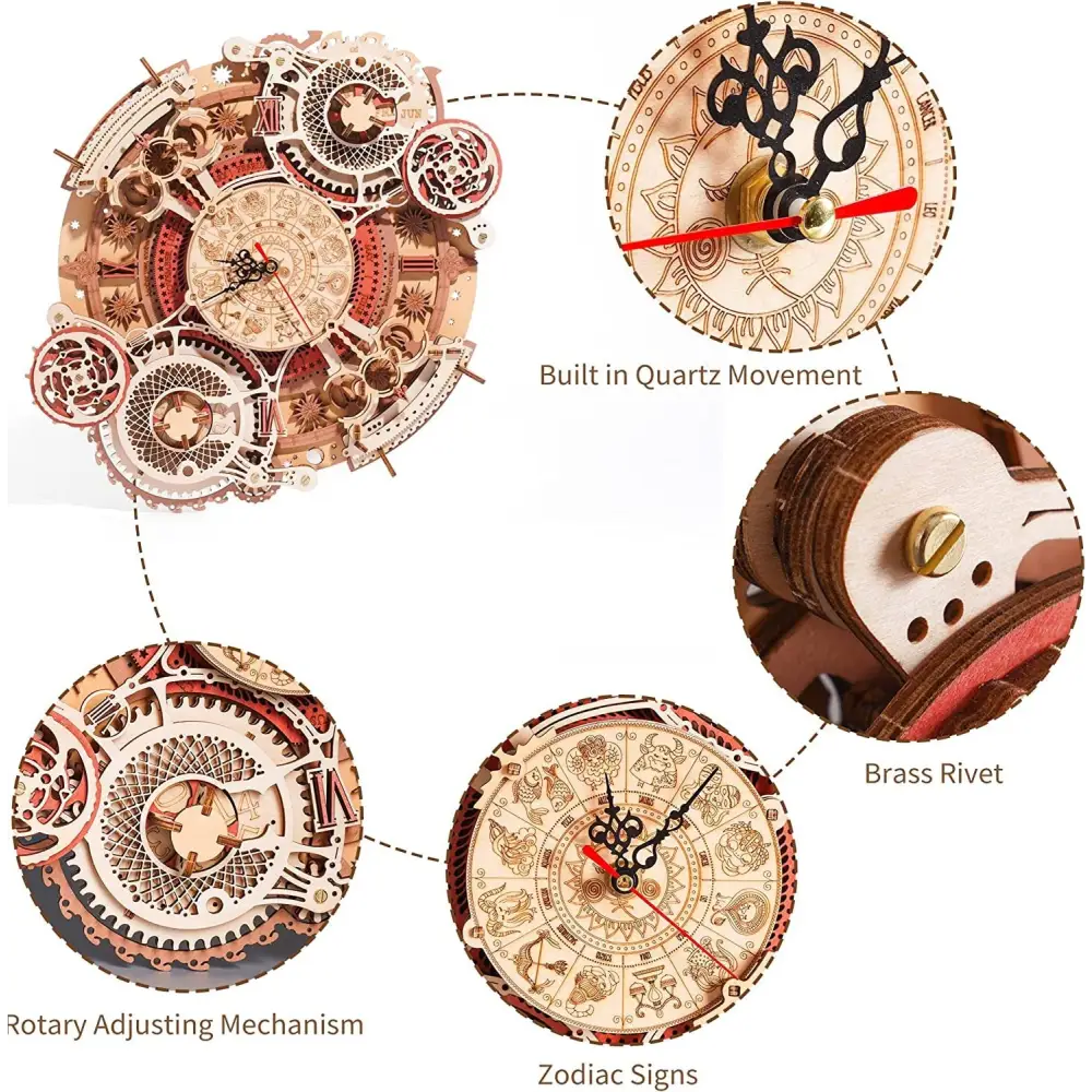 Zodiac Wooden Wall Clock Assembly Kit 168 Pieces LC601 5