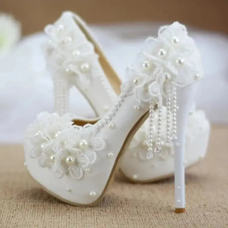 Lace Flora Wedding Heels for Women - LauBelle