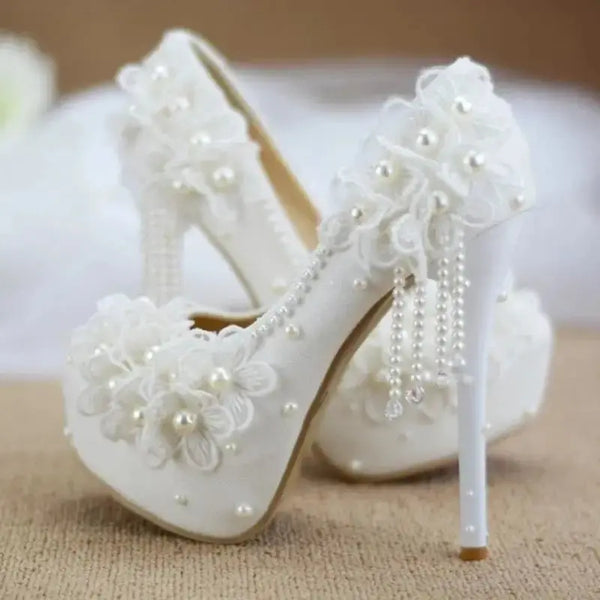 Lace Flora Wedding Heels for Women - LauBelle